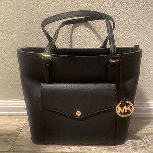 Michael Kors Black Tote with Gold Accents